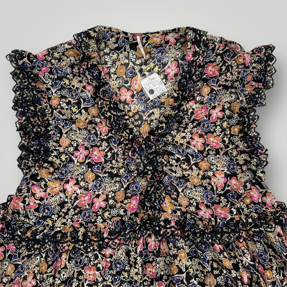 NEW Free People Maxi Dress Womens M Black Pink Floral Lace Boho OB1254357 India - Picture 6 of 10